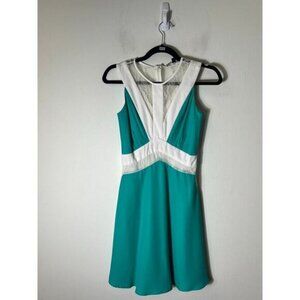 Gianni Bini Teal White Lace Sleeveless Mini Dress Size 0